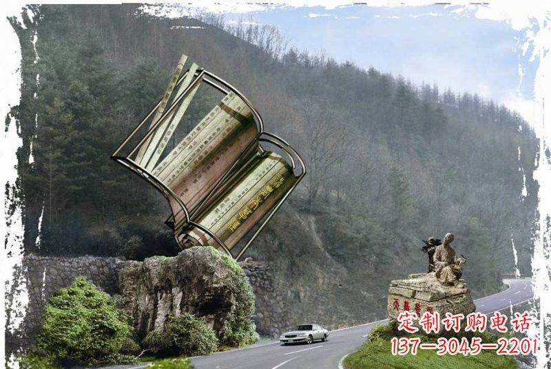 开封不锈钢景区神农本草经竹简雕塑