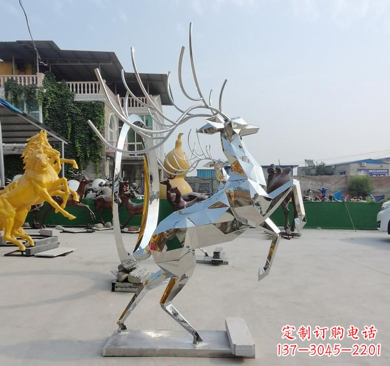 开封精美不锈钢镜面动物鹿雕塑