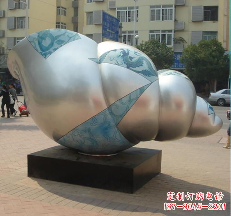 开封不锈钢海螺雕塑艺术的精美融合