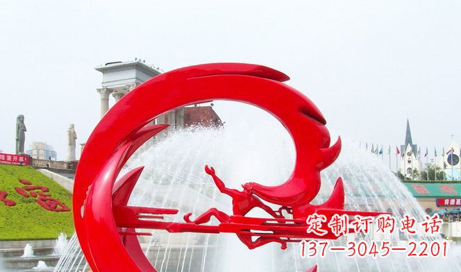 开封不锈钢夸父逐日广场雕塑