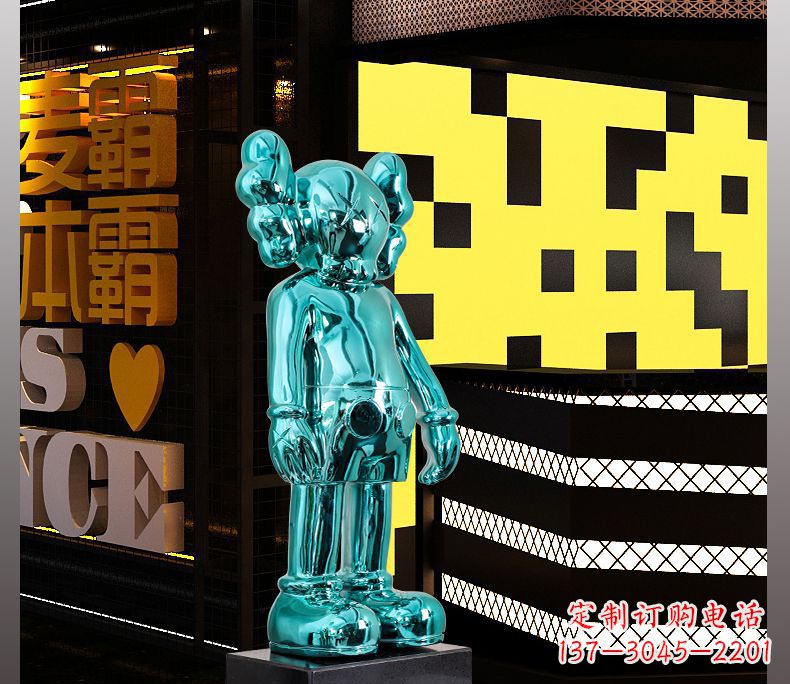 开封不锈钢蓝色机器人雕塑引领未来的艺术品