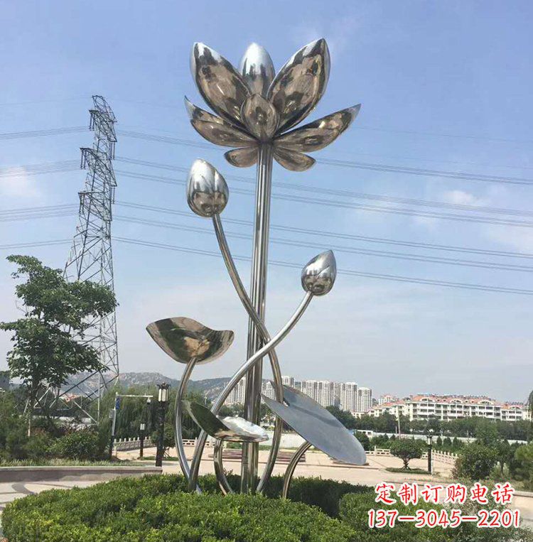 开封不锈钢莲花雕塑美丽的象征
