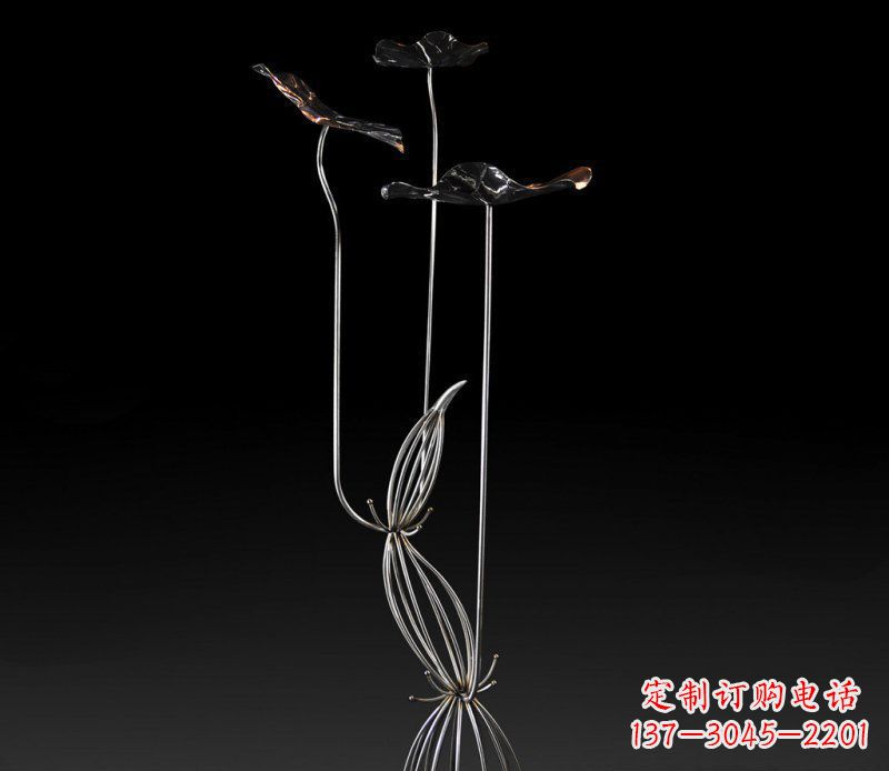 开封不锈钢荷叶雕塑——给大厅景观带来清新气息