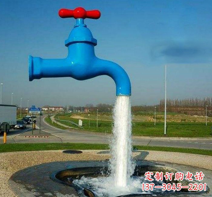 开封不锈钢流水的水龙头雕塑