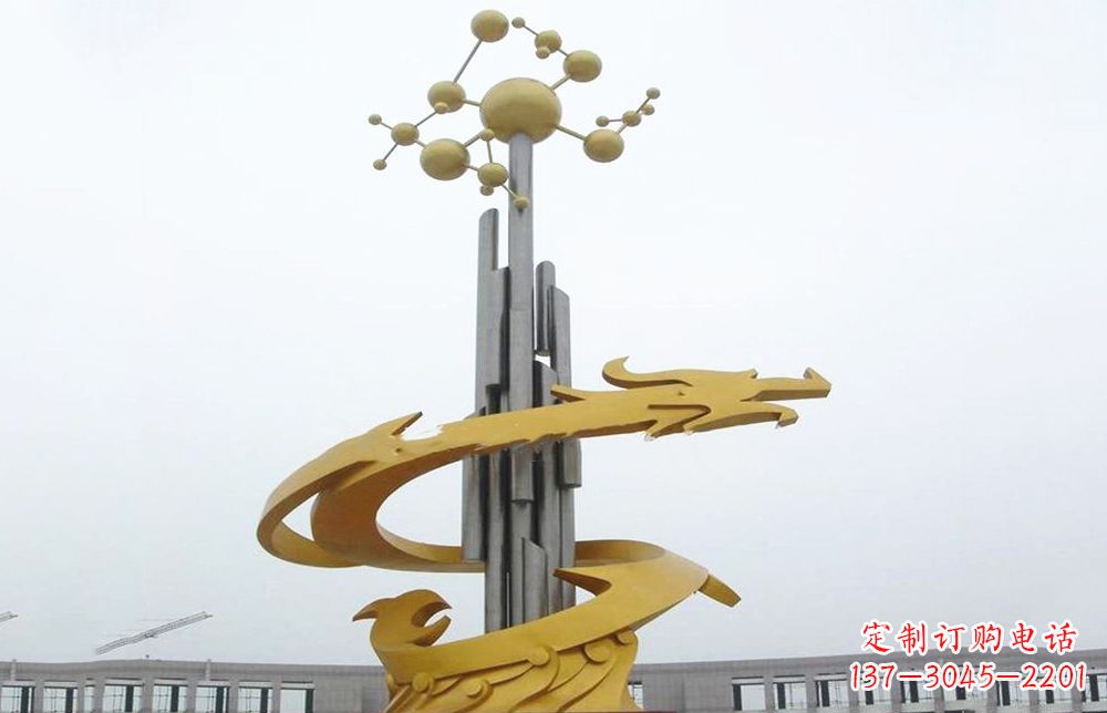 开封龙雕塑——点缀不锈钢城市景观