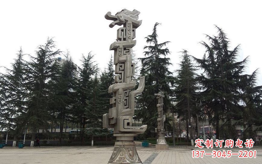 开封不锈钢龙柱雕塑引领公共景观