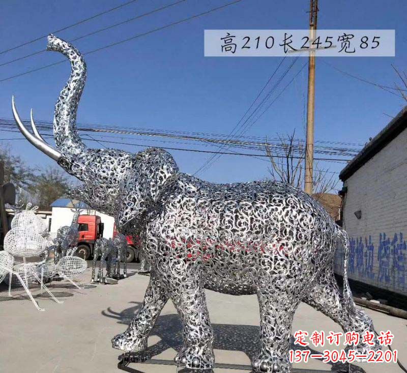 开封不锈钢镂空大象雕塑精美绝伦的艺术品