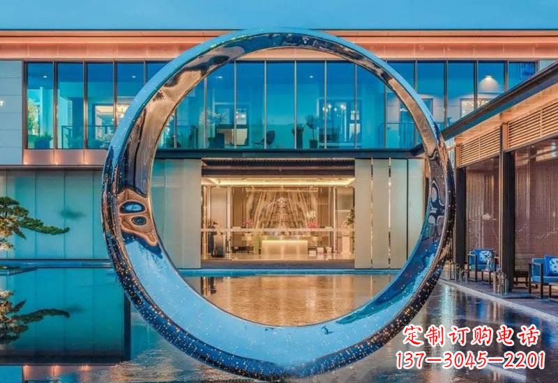 开封不锈钢镂空灯光圆环雕塑