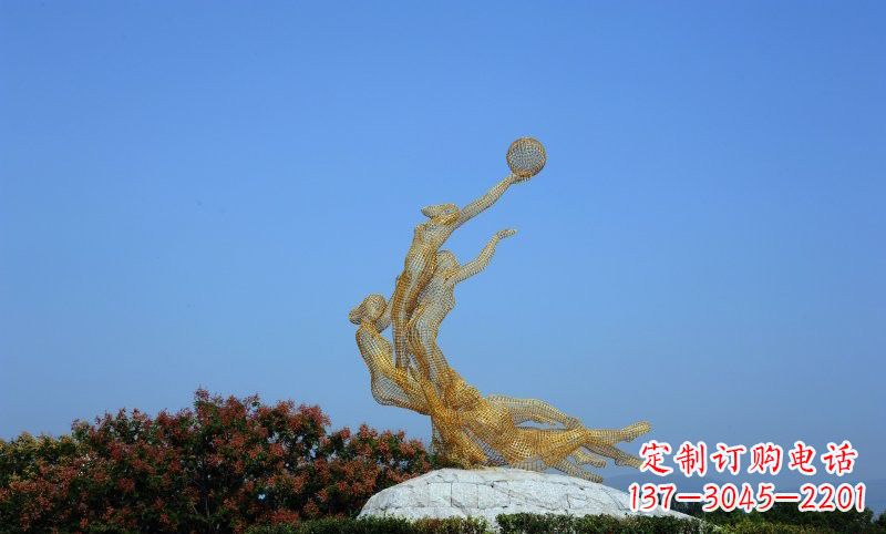 开封不锈钢镂空女排运动员雕塑