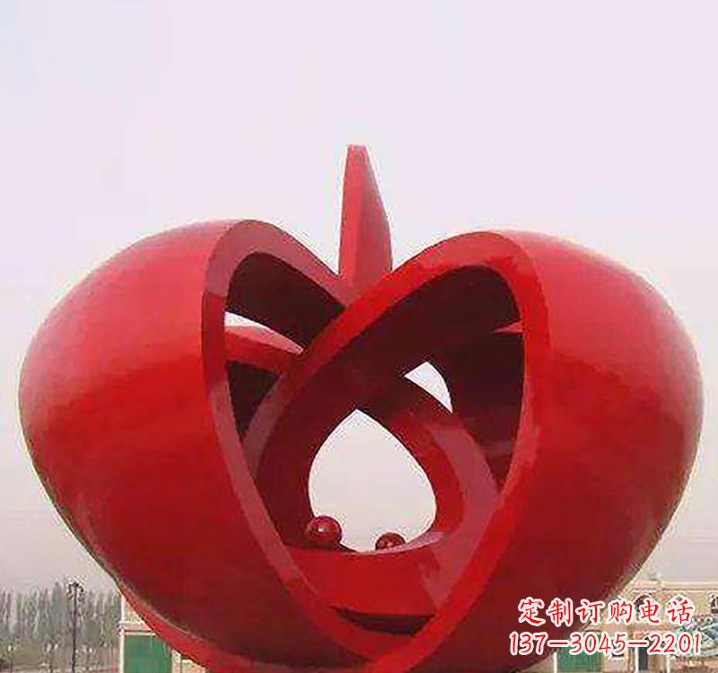 开封不锈钢镂空苹果雕塑精致美观的艺术品