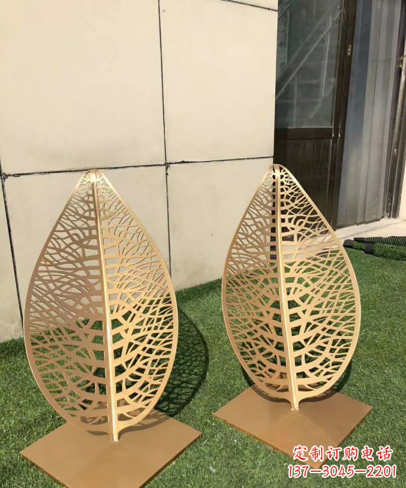开封不锈钢树叶雕塑,精致典雅