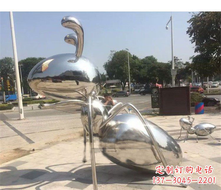 开封不锈钢蚂蚁街边动物雕塑