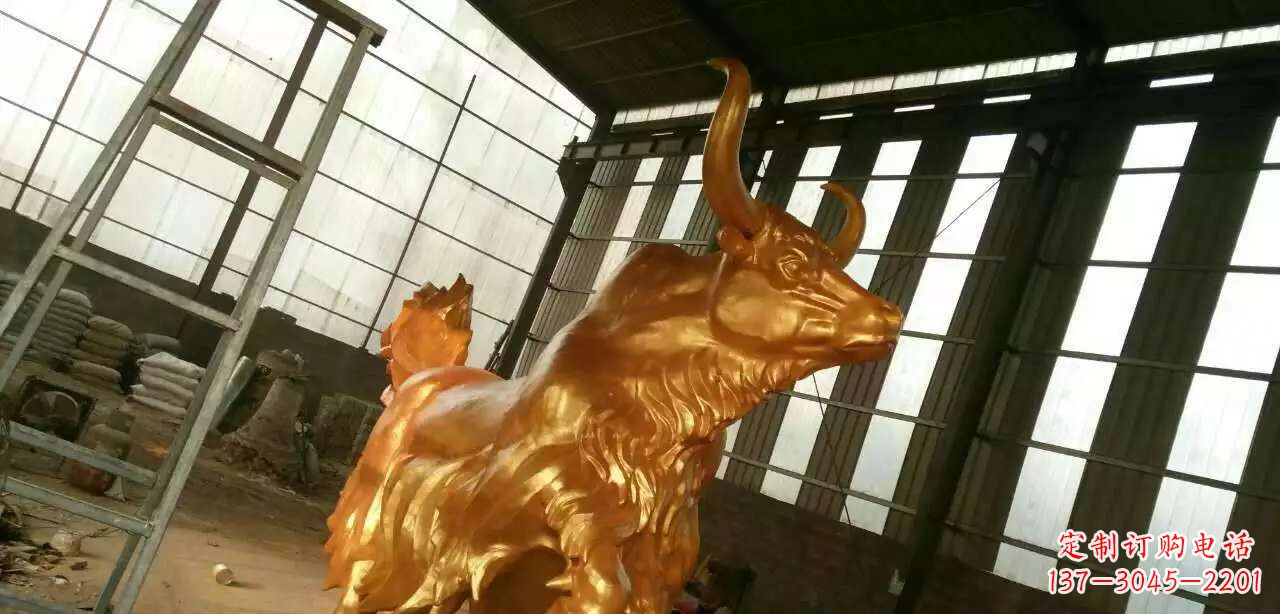 开封精美不锈钢牦牛钛金雕塑