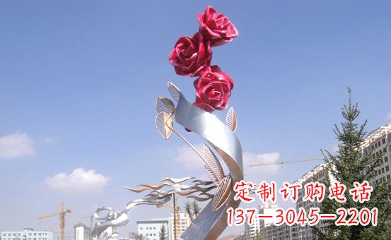 开封不锈钢玫瑰雕塑精致的艺术之美