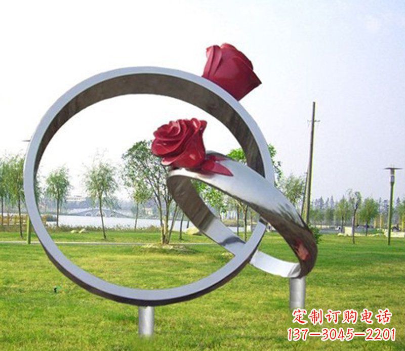 开封不锈钢玫瑰戒指雕塑