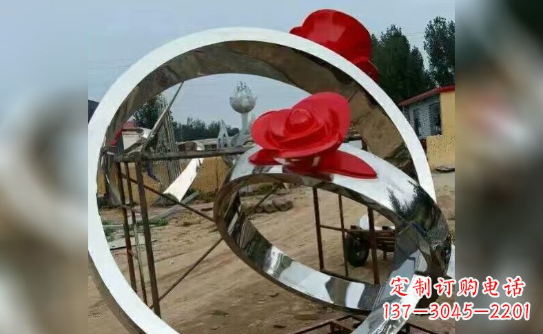 开封不锈钢玫瑰花戒指雕塑