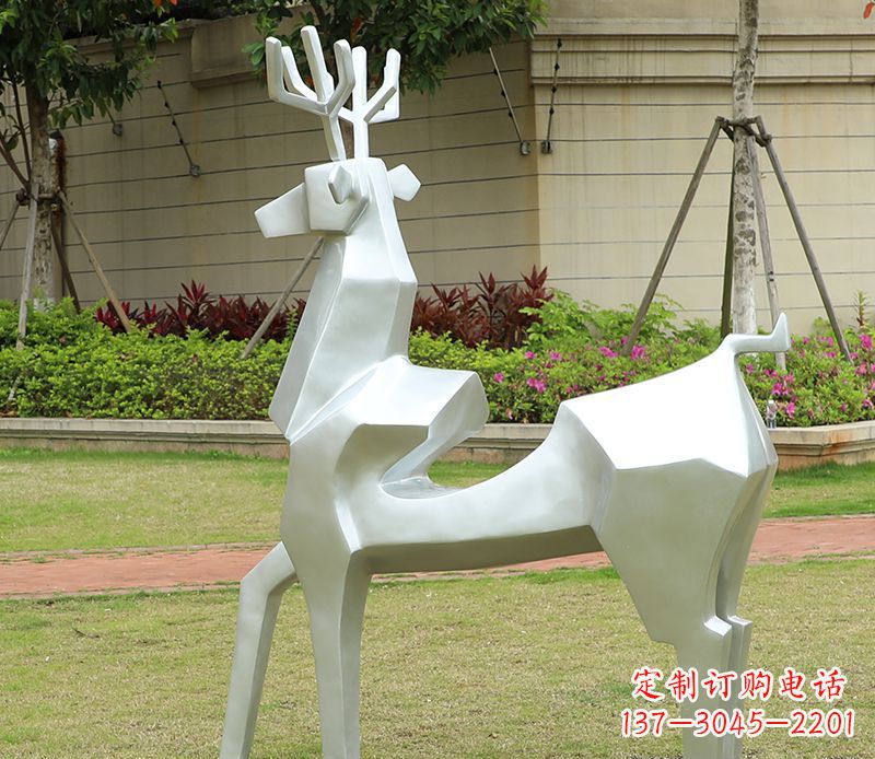 开封不锈钢美陈动物雕塑——鹿