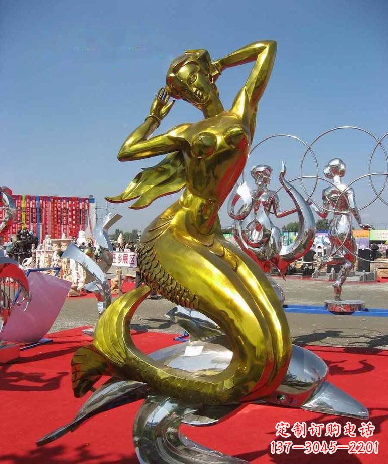 开封不锈钢美人鱼景观雕塑