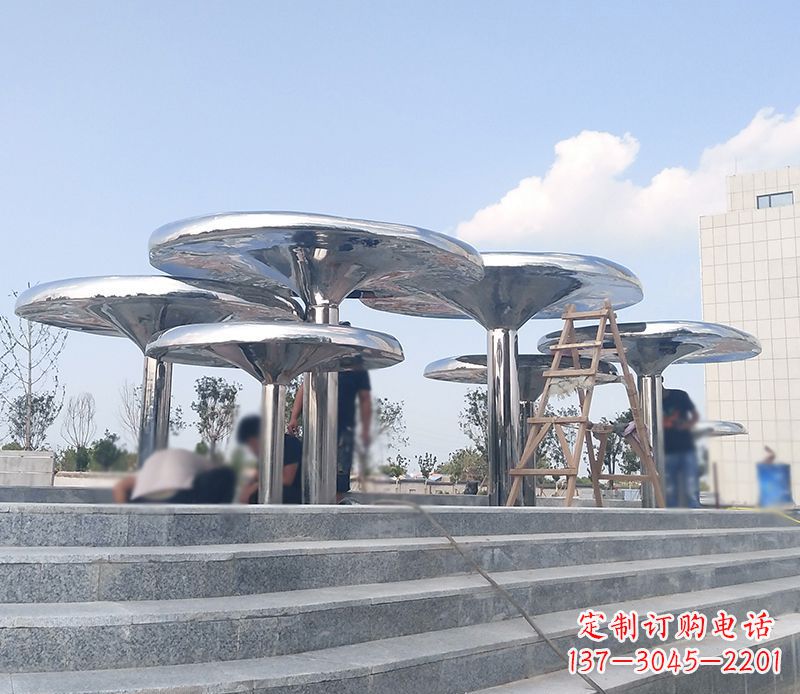 开封艺术精美的不锈钢蘑菇公园雕塑