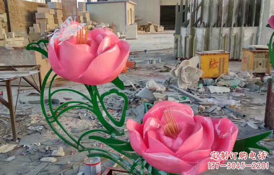 开封不锈钢牡丹花园林景观雕塑