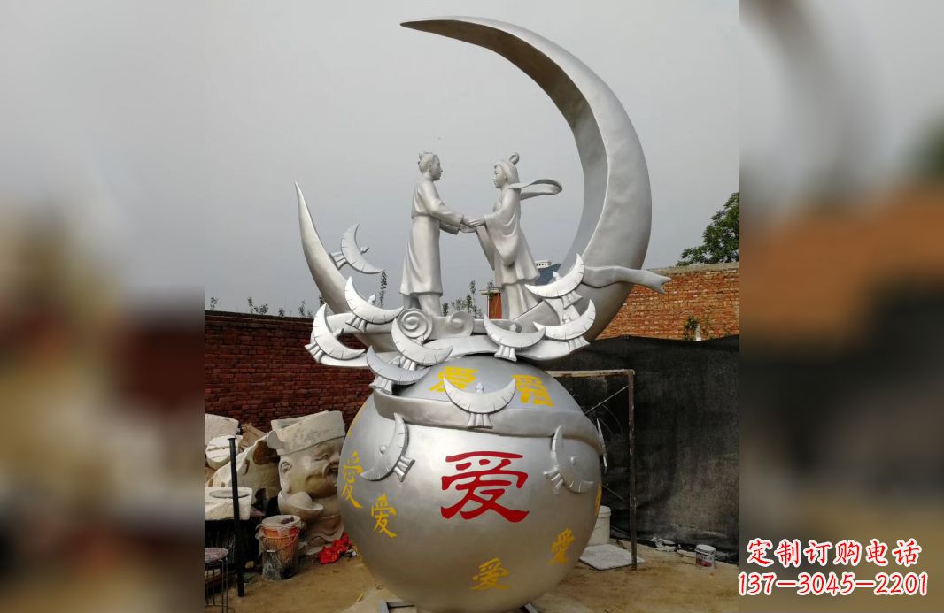 开封不锈钢牛郎织女广场景观雕塑