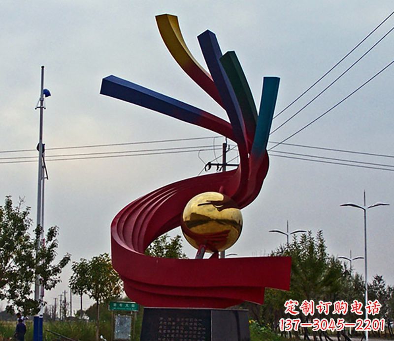 开封不锈钢飘带雕塑艺术与自然的完美结合