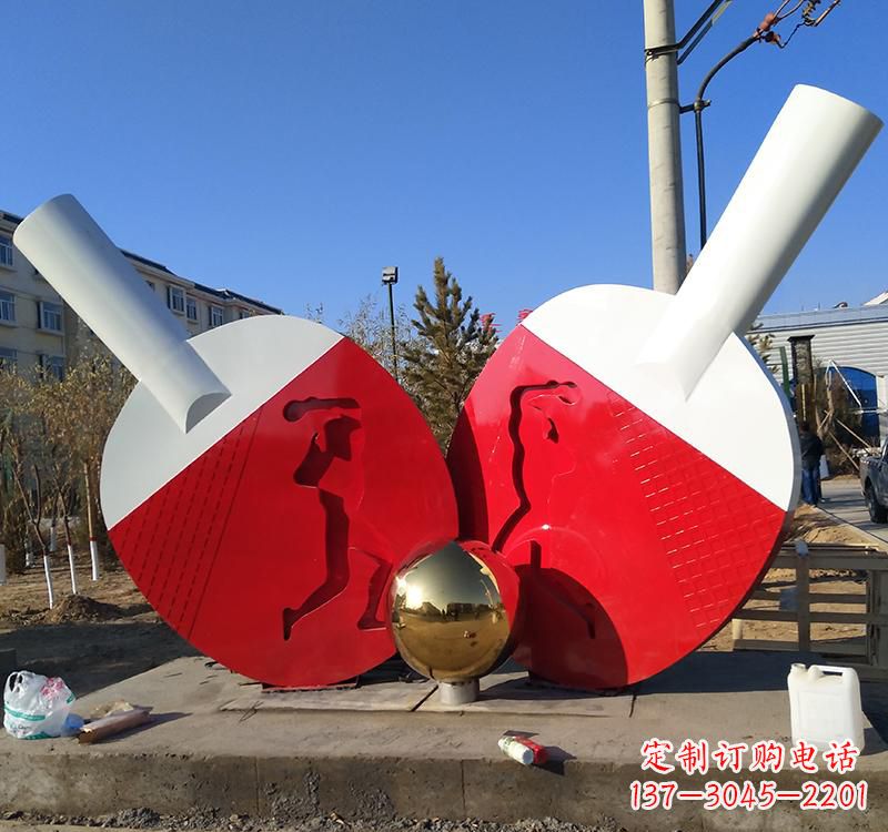 开封不锈钢乒乓球运动雕塑
