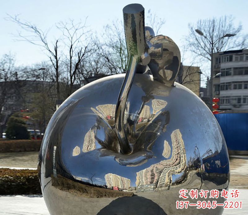 开封不锈钢苹果镜面雕塑精美绝伦