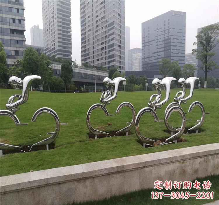 开封不锈钢自行车雕塑美丽的艺术绽放