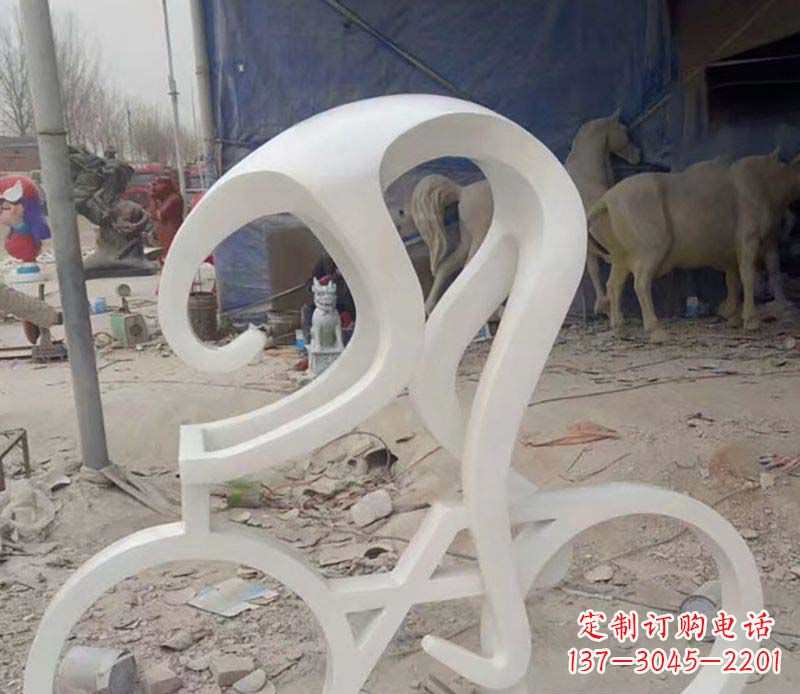 开封不锈钢自行车雕塑——景观的点缀