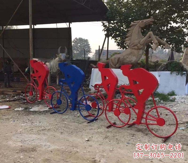 开封不锈钢骑自行车雕塑一种经典的艺术形式