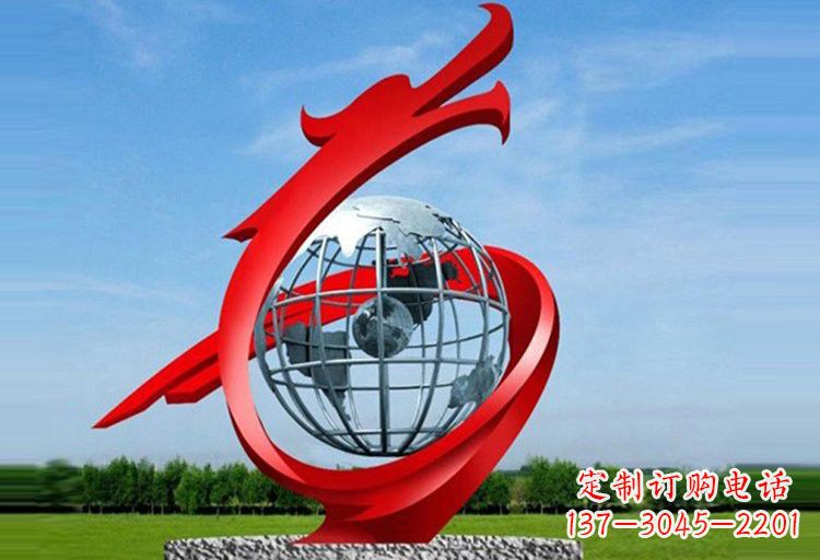 开封不锈钢企业抽象龙和地球雕塑