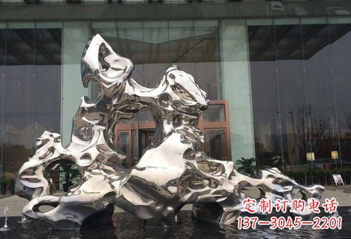 开封精美太湖石雕塑,不锈钢企业的杰作