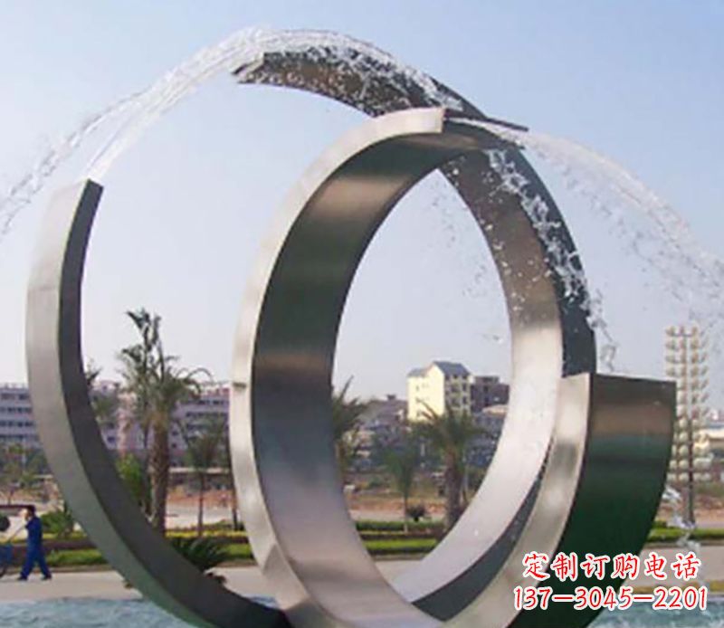 开封不锈钢情侣戒指雕塑象征爱情的永恒之物