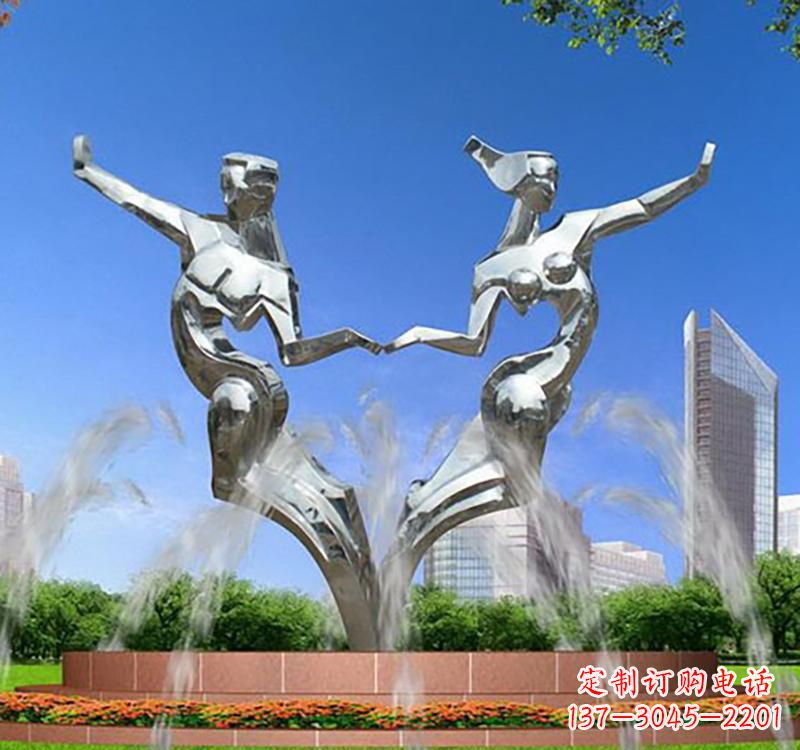 开封不锈钢情侣雕塑浪漫永恒的象征