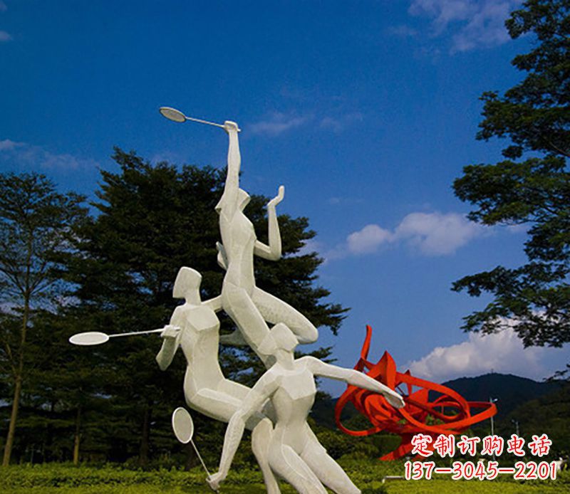 开封不锈钢人物打羽毛球雕塑