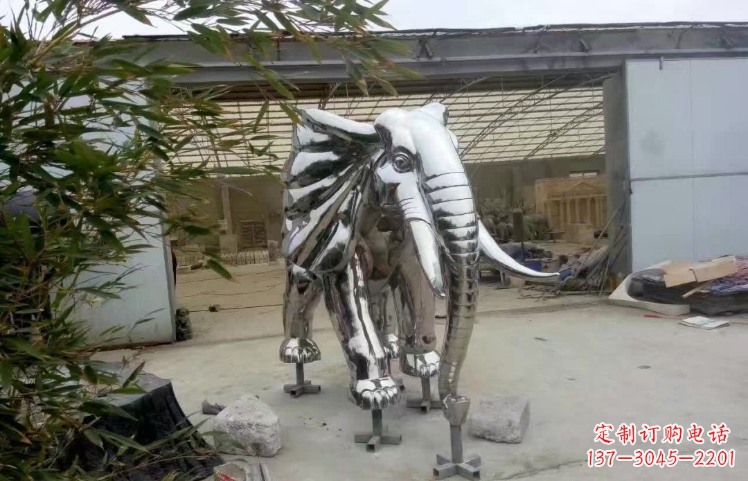开封大象雕塑——装饰不锈钢售楼部
