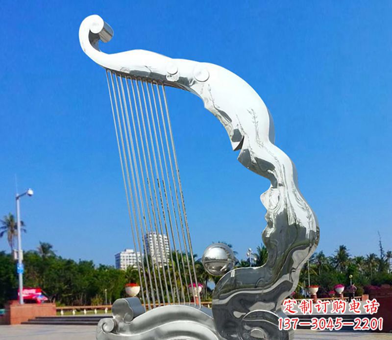 开封不锈钢竖琴雕塑——传承古典音乐之美