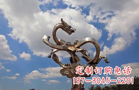开封不锈钢双龙戏珠雕塑——千古传说的艺术瑰宝
