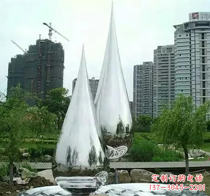 开封不锈钢水滴拱门雕塑