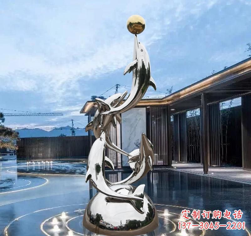 开封海豚的优雅身姿——不锈钢水景雕塑