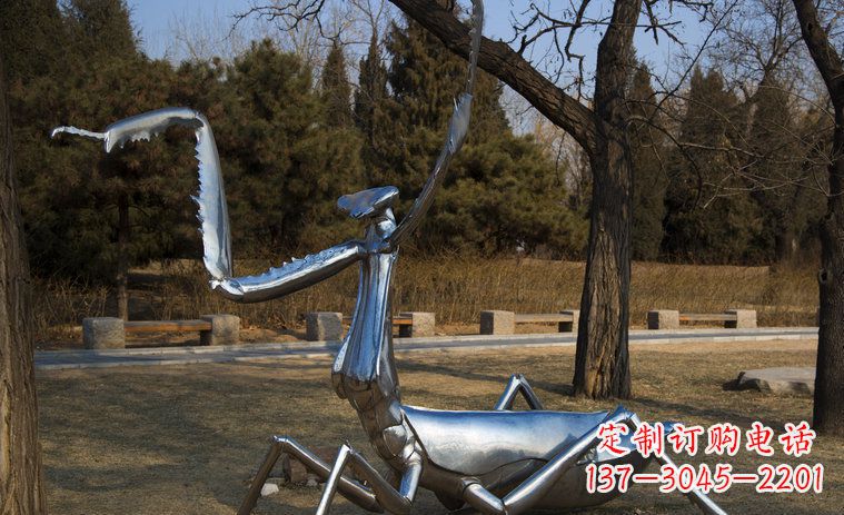 开封不锈钢螳螂园林景观雕塑创意缔造美景