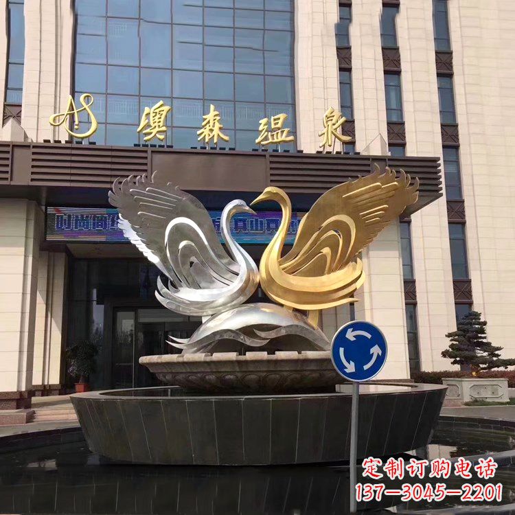 开封高贵而优雅不锈钢天鹅雕塑