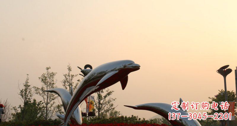 开封不锈钢海豚雕塑跳跃的美丽