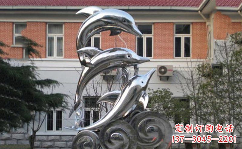 开封不锈钢跳跃海豚雕塑