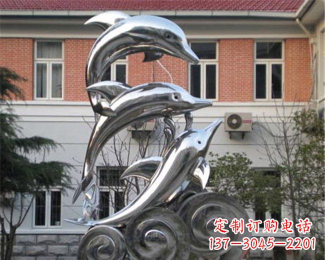 开封不锈钢海豚雕塑跳跃的海洋精灵