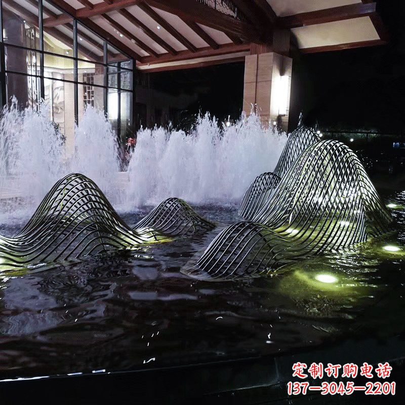 开封不锈钢铁艺水景假山精美雕塑艺术