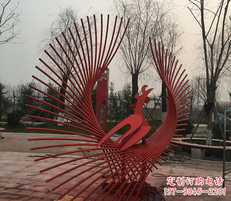 开封不锈钢网状凤凰雕塑精美的艺术之作
