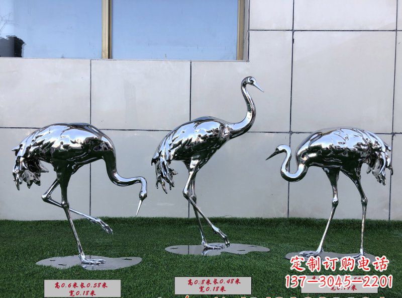 开封不锈钢仙鹤雕塑传承中国古典美感