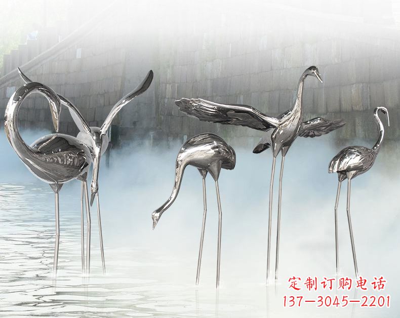 开封不锈钢仙鹤飞鸟雕塑传承传统文化